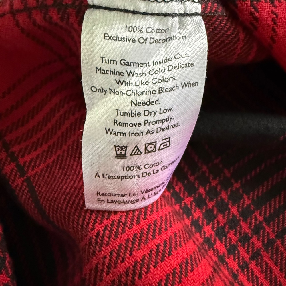 EDDIE BAUER | Women's Red & Black Oversized Long Sleeve Plaid Flannel Shirt Sz M - Picture 6 of 6